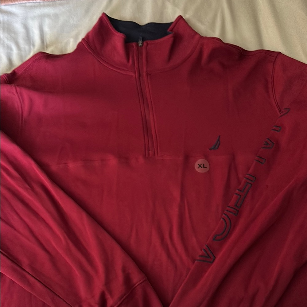 Nautica Maroon Quarter-Zip Sweatshirt